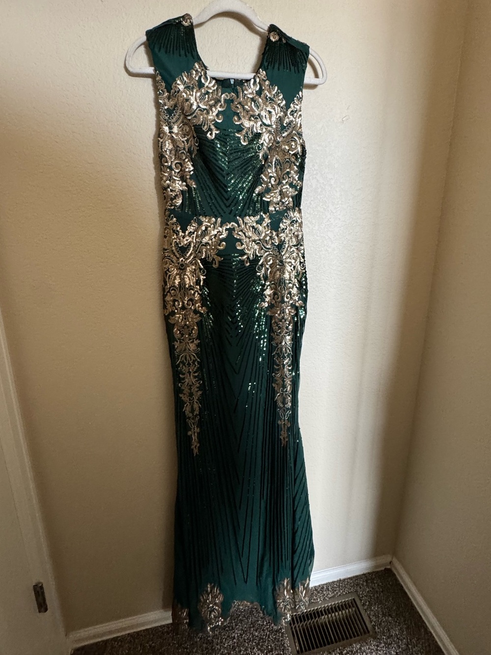 Baltic Born Azura Green Gold Sequin Formal Evening Wedding Guest Gown Dress - Picture 2 of 6